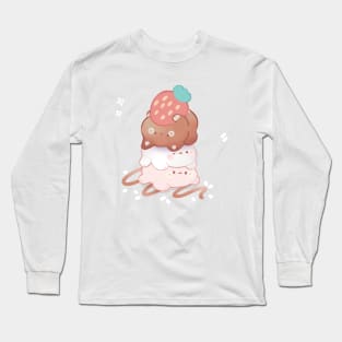 Neapolitan Ice Cream Cat Stack Long Sleeve T-Shirt